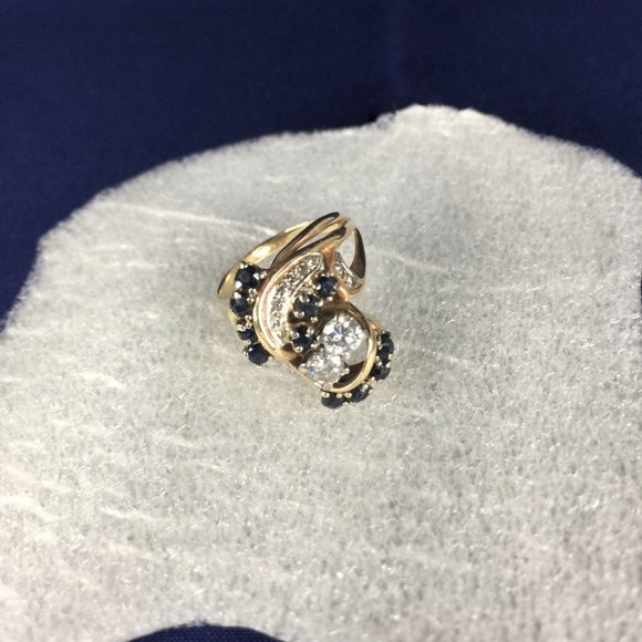 Custom Made Twin Diamond, 11 Sapphires accented with more Diamonds (RING)  7 - Picture 6 of 10